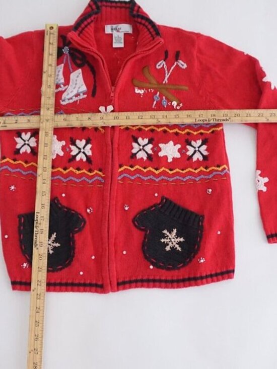 Vintage Kakit Winter Ski Snowflake Festive Cardigan Holiday Retro 90s Sweater S - Picture 3 of 10